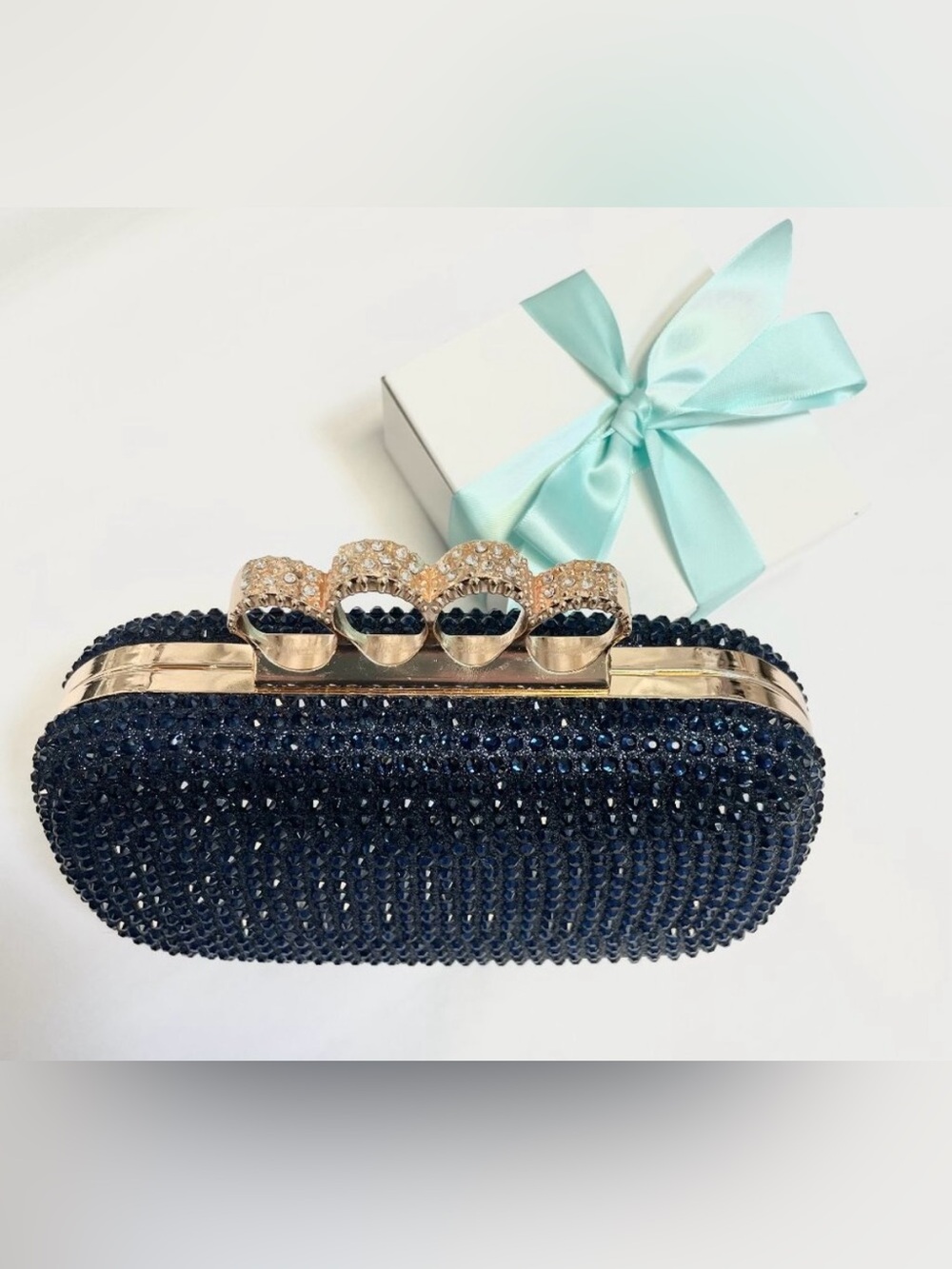 MONTANA BLUE CRYSTAL PAVE EVENING CLUTCH